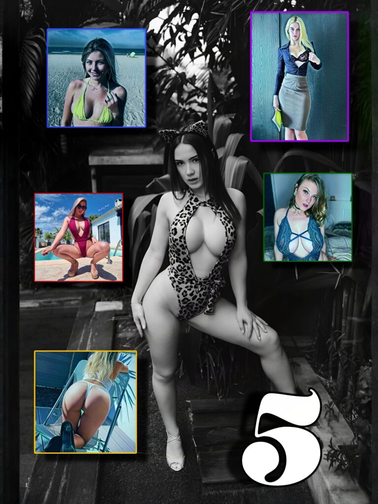Collage photo de modèles, avec aphrodixia, mel bassin, vera dijkmans, maddy keys, tichouln, et valentine baxton
